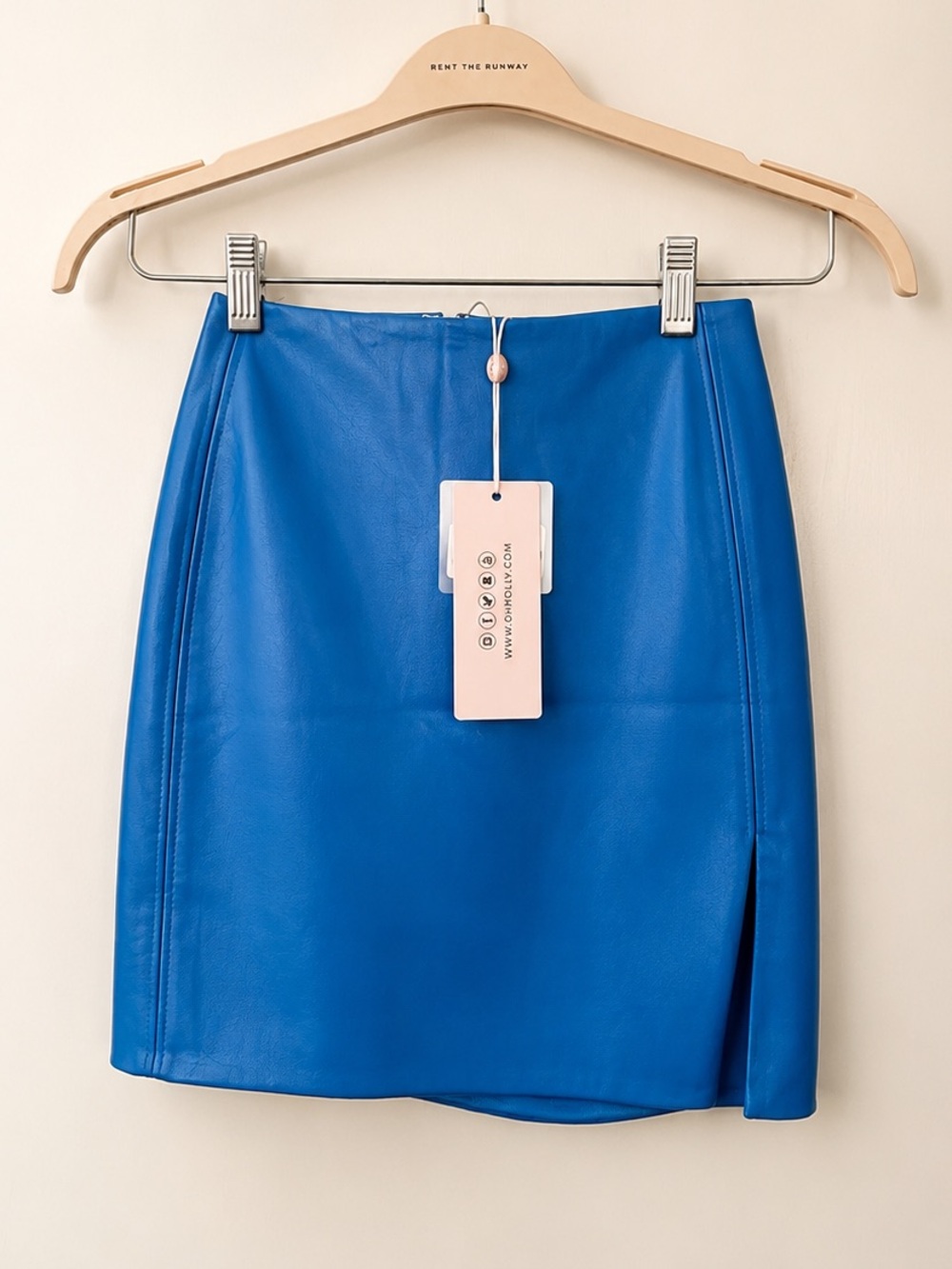 NWT Vegan Leather Blur Blue Mini Skirt 2